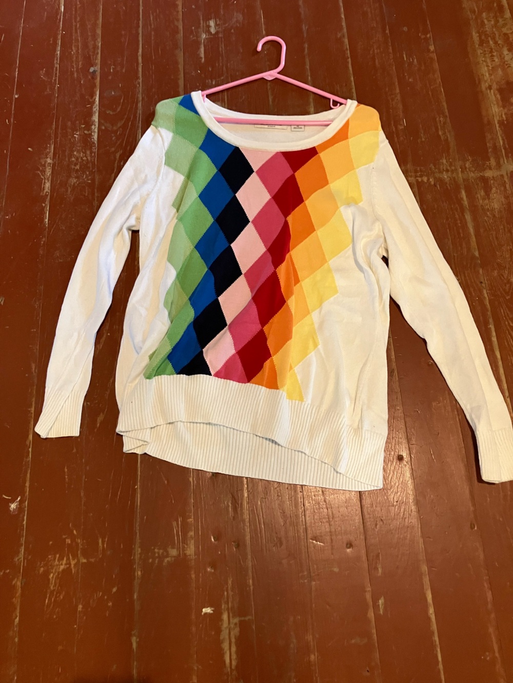 Liz Claiborne Cream and Red Knit Top